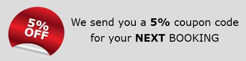 Book and get 5% off for your next trip